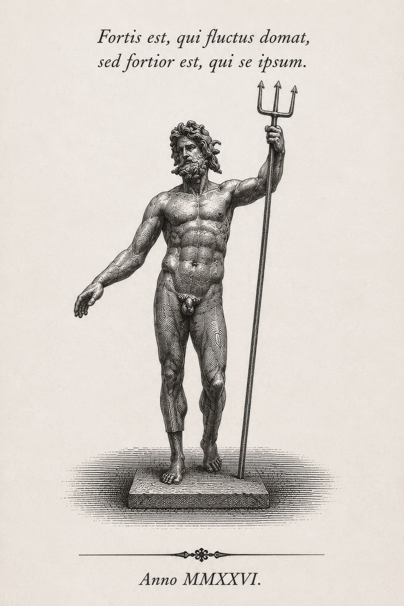 Poseidon als Kupferstich